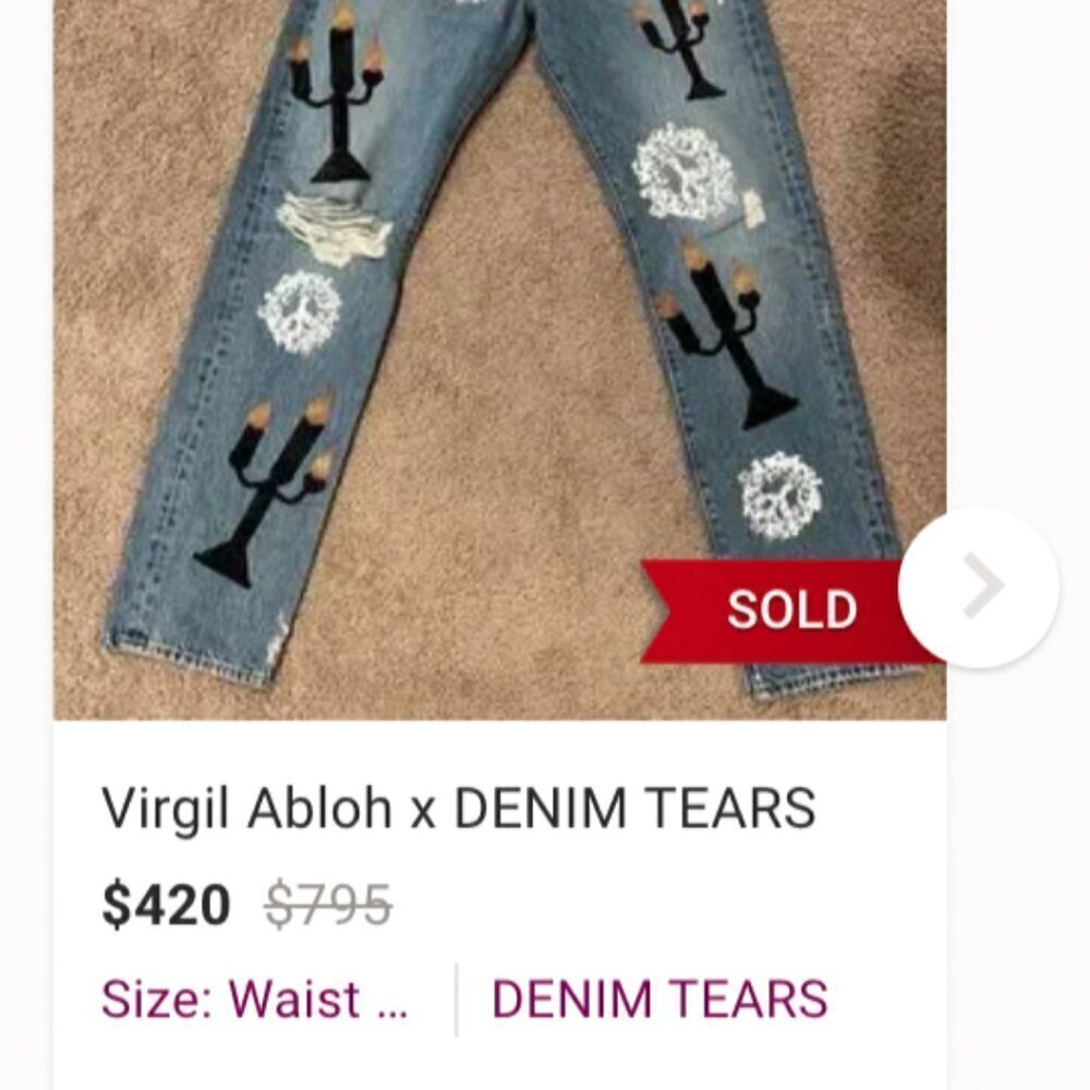100% Authentic Levi's X Denim Tears Collab Men Blue Jean Size 30 x 30 Fly Button - Picture 15 of 16